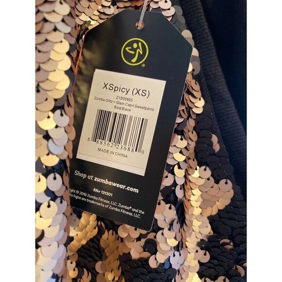 NWT XS Zumba Capri Glitz+Glam Sweat Pants - Picture 3 of 6